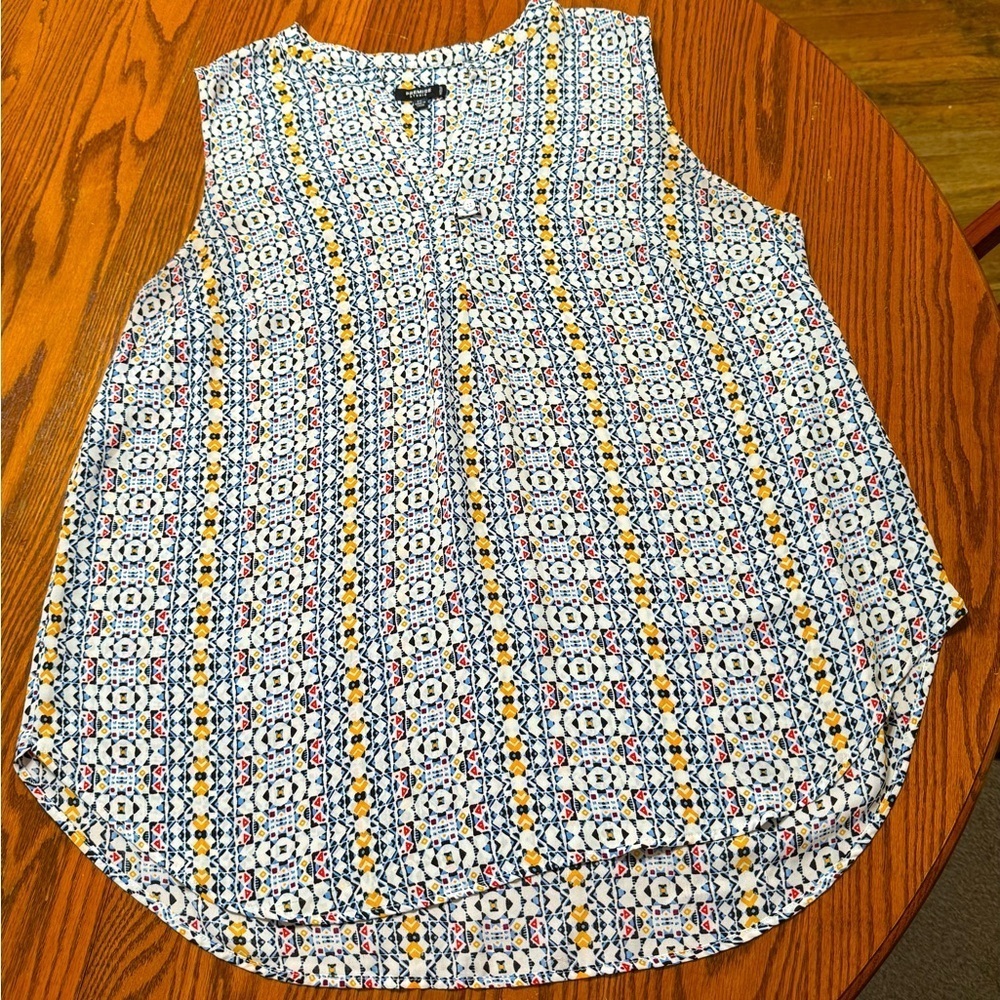 Premise Studio Blue Sleeveless V Neck Blouse 2X Plus Size